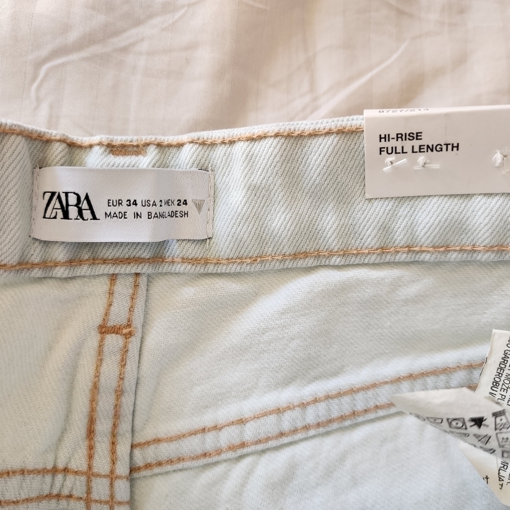 Zara Light Wash High-Rise Full Length Jeans size 2 - Picture 5 of 7